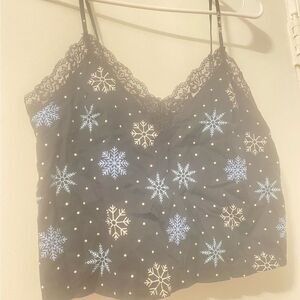 🎉COLSIE Women’s Top Snowflake Print Lace Trim Cami Size: Small 💥